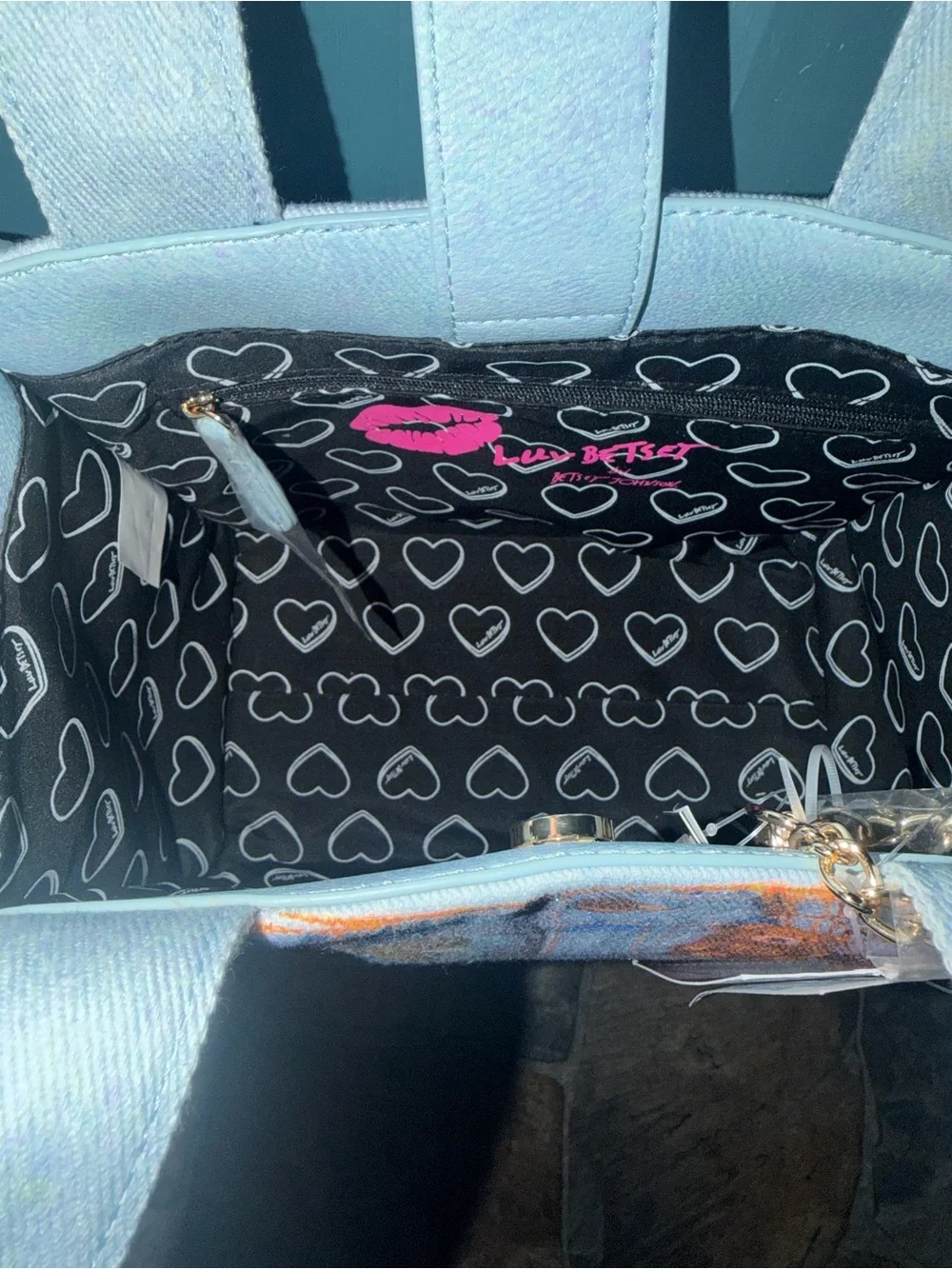 Betsey Johnson “Luv Betsey” Denim Colored Cute Crossbody/Handheld Purse!!
